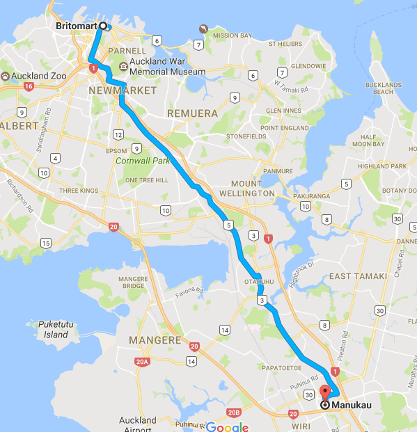 Chilli Rentals Anfahrt vom Britomart Auckland
